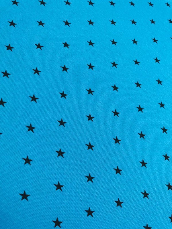 Bündchen fein Aquablau mit Sternen 11,-€/ Meter